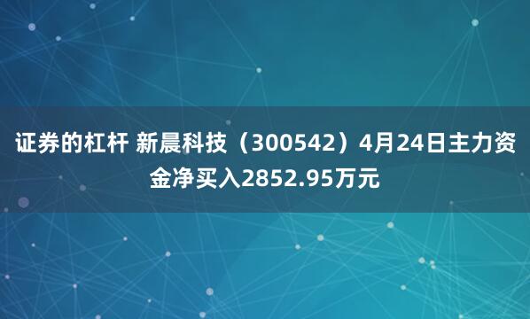 证券的杠杆 新晨科技（300542）4月24日主力资金净买入2852.95万元