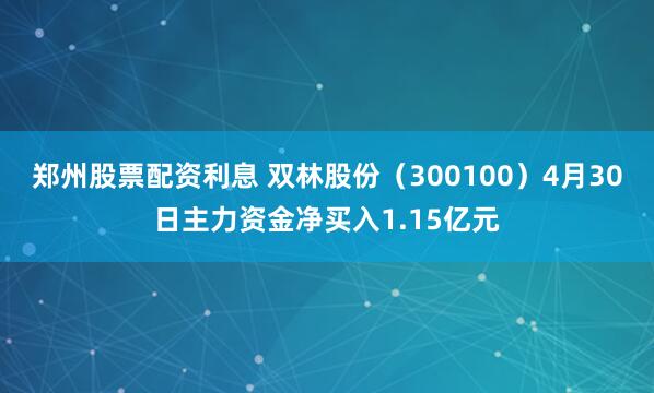 郑州股票配资利息 双林股份（300100）4月30日主力资金净买入1.15亿元