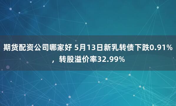 期货配资公司哪家好 5月13日新乳转债下跌0.91%，转股溢价率32.99%
