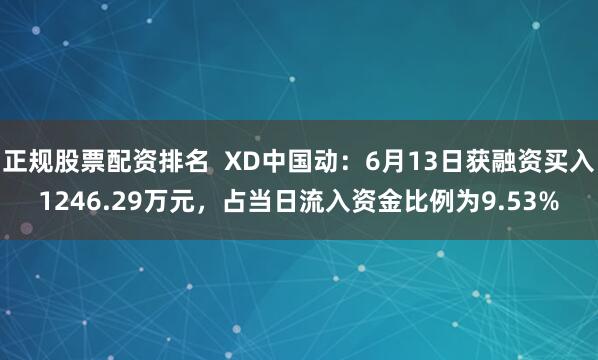 正规股票配资排名  XD中国动：6月13日获融资买入1246.29万元，占当日流入资金比例为9.53%
