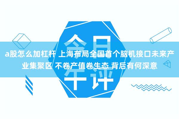 a股怎么加杠杆 上海布局全国首个脑机接口未来产业集聚区 不卷产值卷生态 背后有何深意