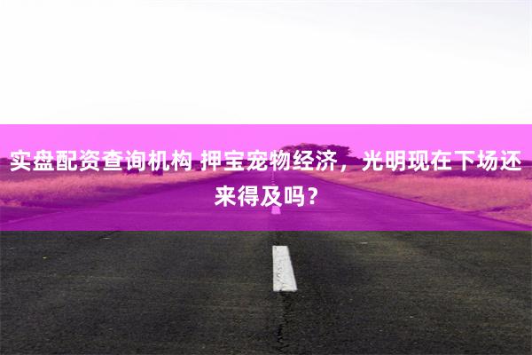实盘配资查询机构 押宝宠物经济,光明现在下场还来得及吗?