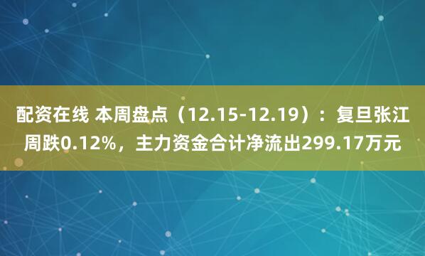配资在线 本周盘点（12.15-12.19）：复旦张江周跌0.12%，主力资金合计净流出299.17万元